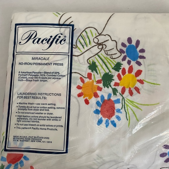 Vtg 70s Pacific PICASSO Bouquet of Peace FLAT Sheet Twin. - Picture 1 of 5